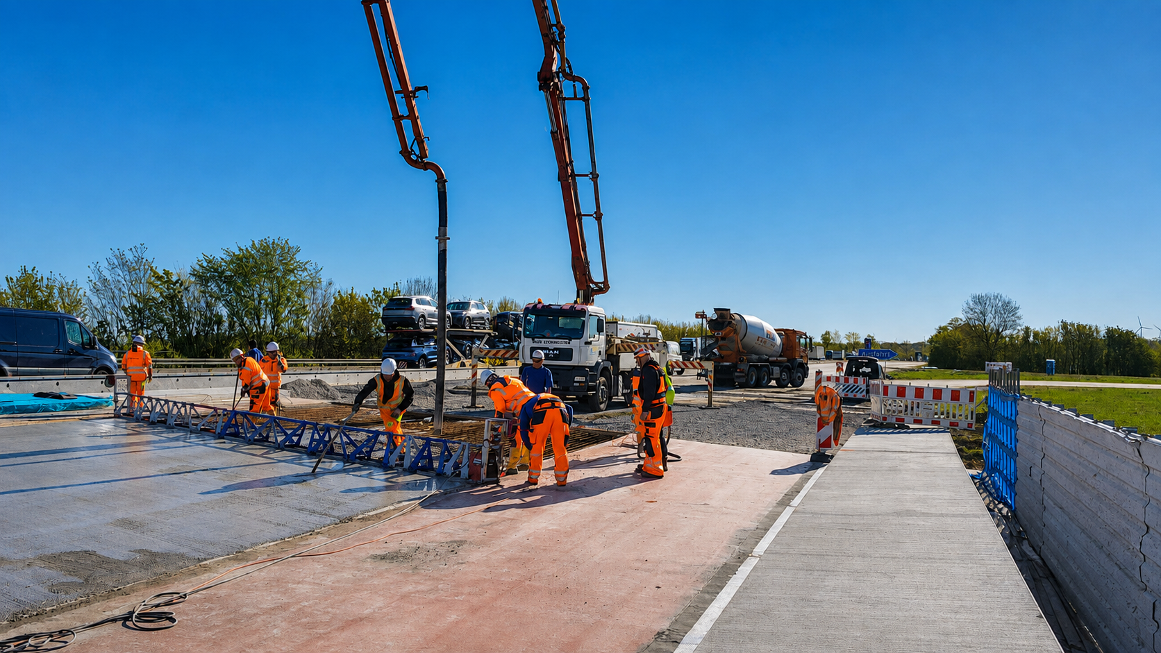 RN Transporte Betonpumpendienst im Baustelleneinsatz